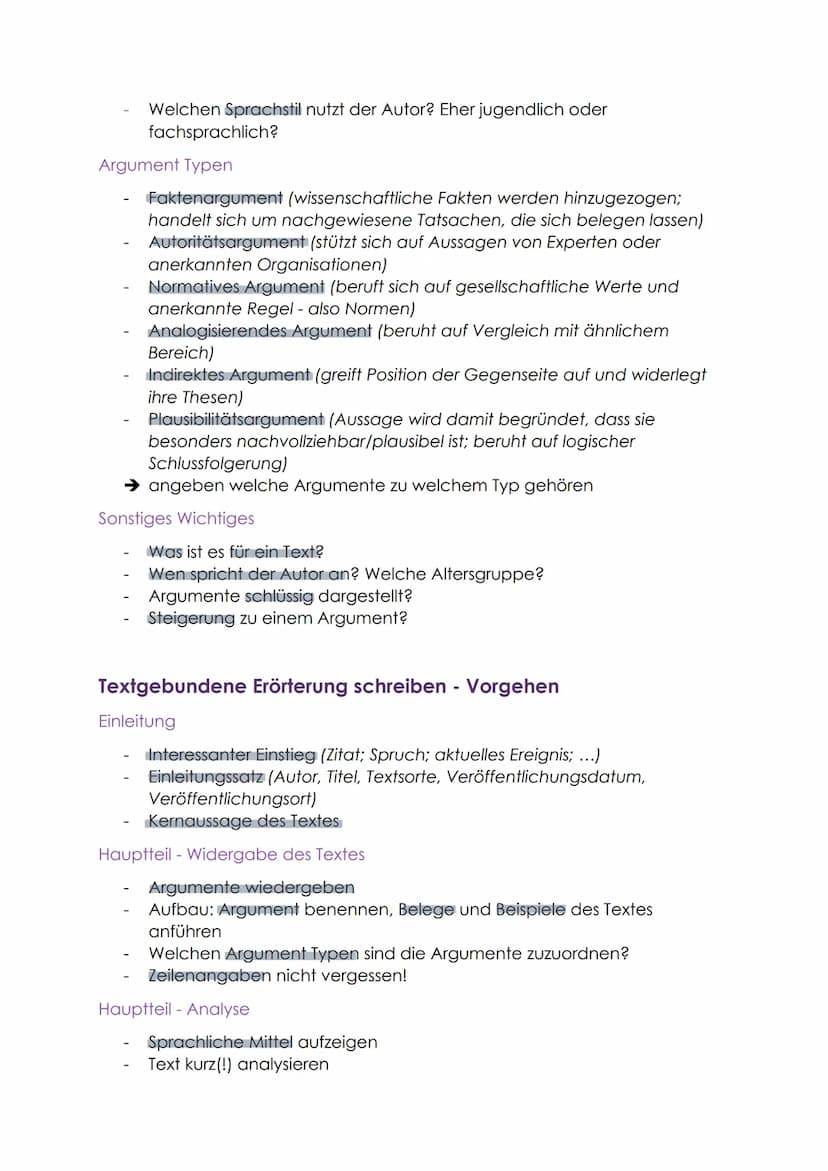 Vorarbeit
Textgebundene Erörterung schreiben
Text erfassen
1) Text aufmerksam lesen
II) Thesen herausarbeiten
III) Argumente herausarbeiten
