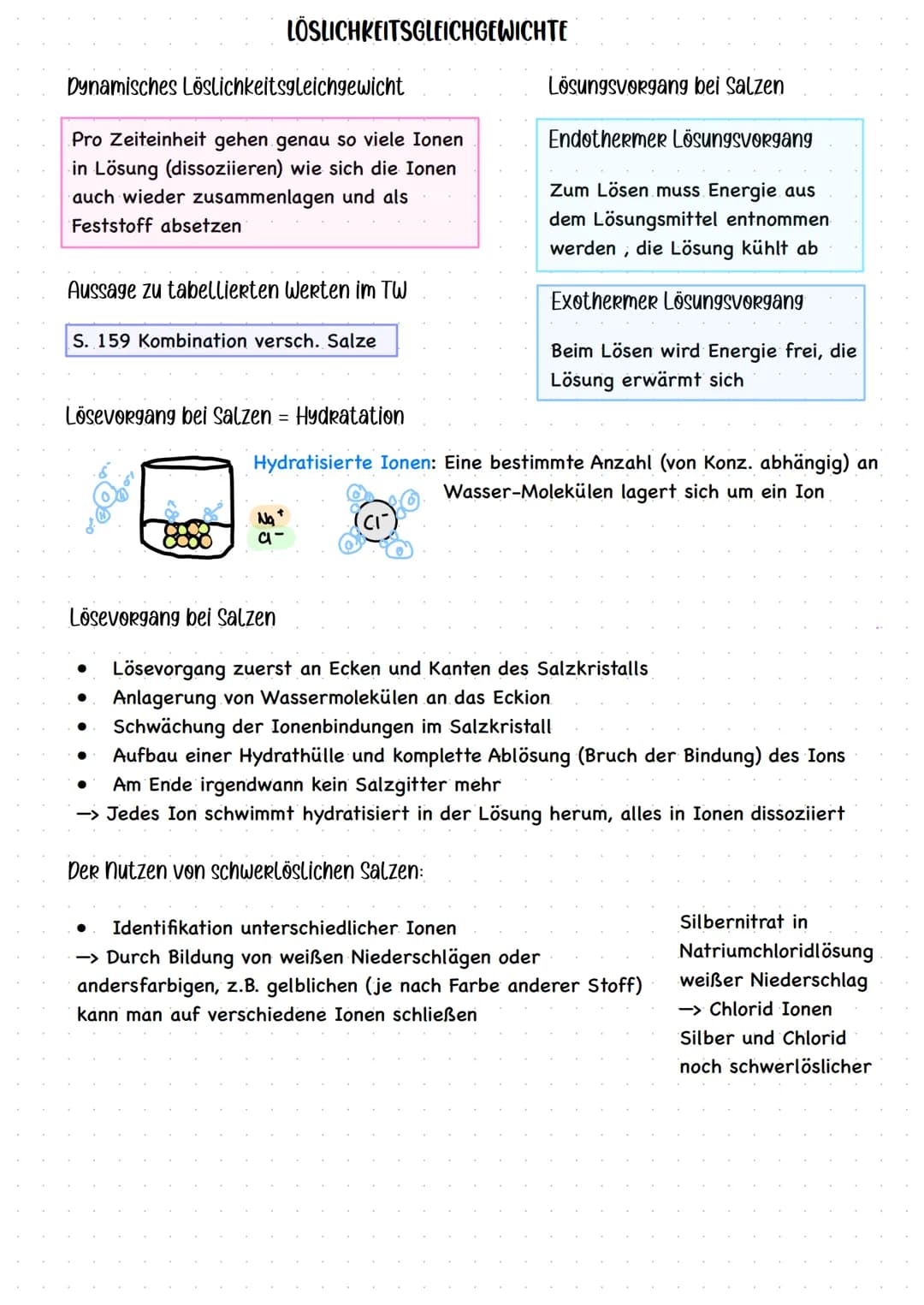 LÖSLICHKEITSGLEICHGEWICHTE
-> Bei der Zugabe von Salzen in Wasser stellt sich nach einer gewissen Zeit
Löslichkeitsgleichgewicht
ein
Nacly
u