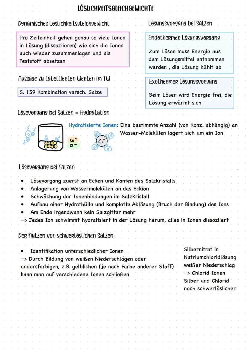 LÖSLICHKEITSGLEICHGEWICHTE
-> Bei der Zugabe von Salzen in Wasser stellt sich nach einer gewissen Zeit
Löslichkeitsgleichgewicht
ein
Nacly
u