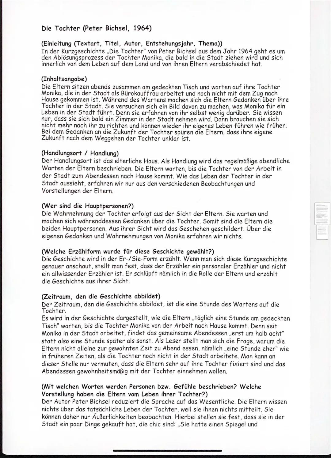 Analyse die Tochter 