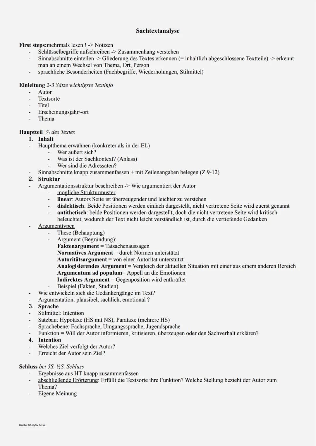 First steps:mehrmals lesen! -> Notizen
Schlüsselbegriffe aufschreiben -> Zusammenhang verstehen
Sinnabschnitte einteilen -> Gliederung des T