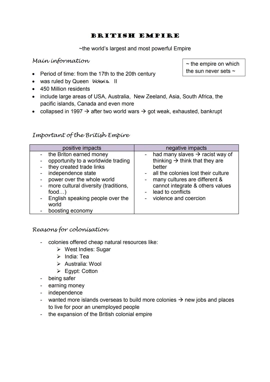 # BRITISH EMPIRE

~the world's largest and most powerful Empire

Main information

- Period of time: from the 17th to the 20th century
- was