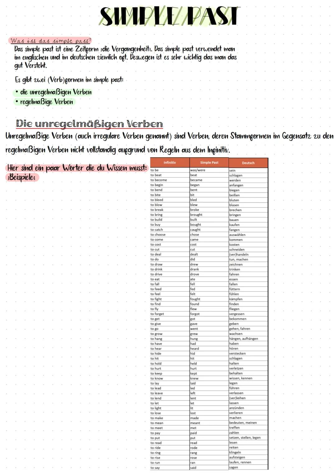 # SIMPLE PAST
Was ist das simple past?

Das simple past ist eine Zeitform die Vergangenheit. Das simple past verwendet man
im englischen und
