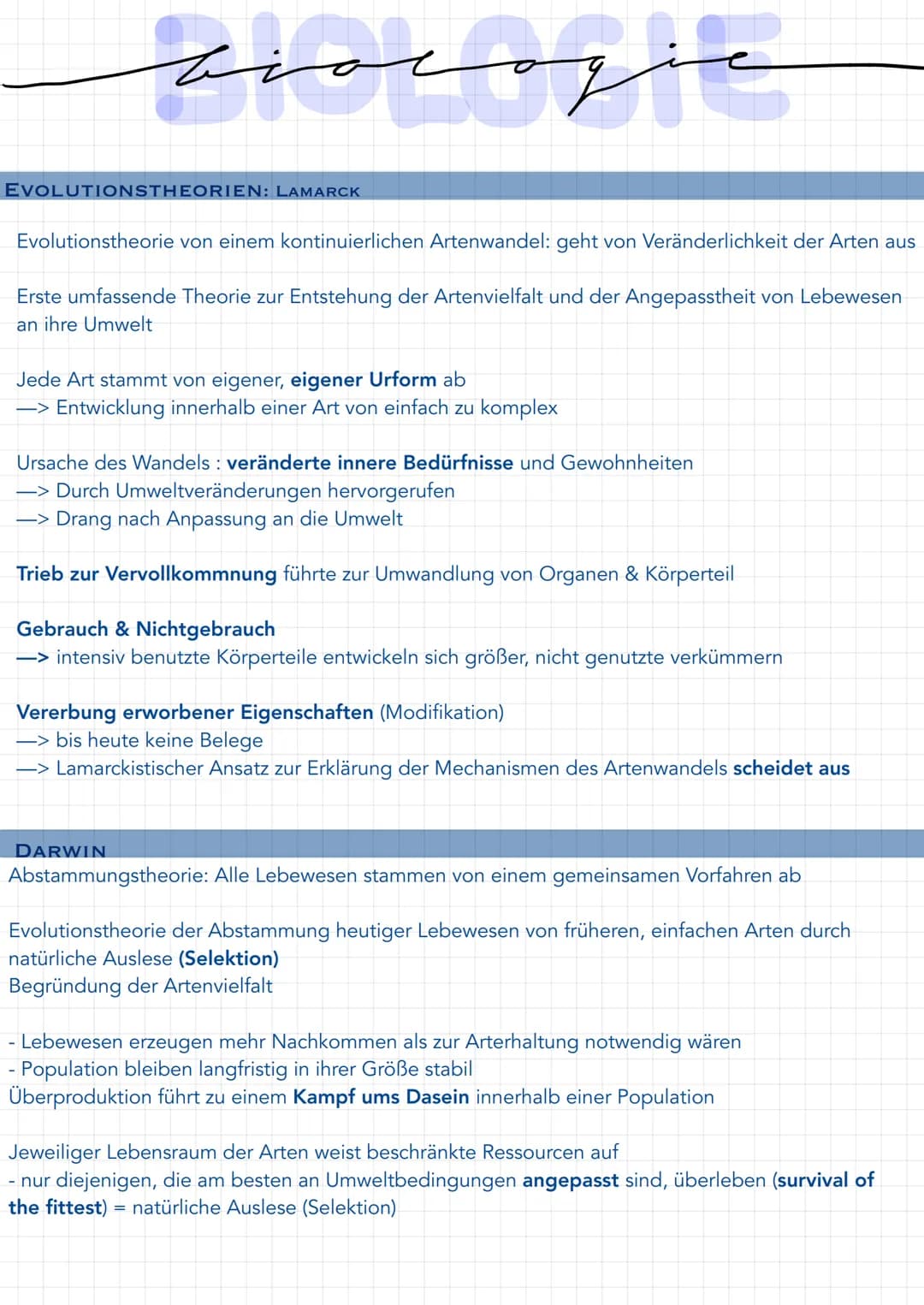 عنه مسمنة
EVOLUTIONSTHEORIEN: LAMARCK
Evolutionstheorie von einem kontinuierlichen Artenwandel: geht von Veränderlichkeit der Arten aus
Erst