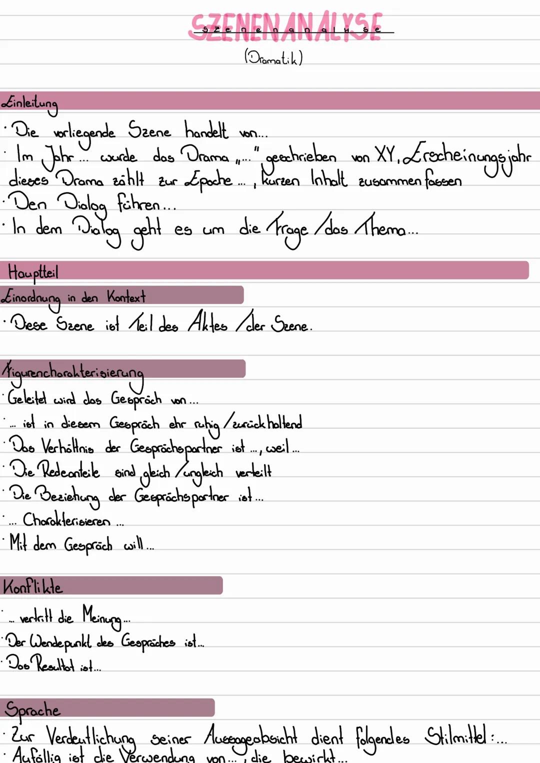 SZENEN ANALYSE
(Dramatik)
Einleitung
Die vorliegende Szene handelt von...
Im Johr wurde das Drama.....geochrieben
dieses Drama zählt zur Epo