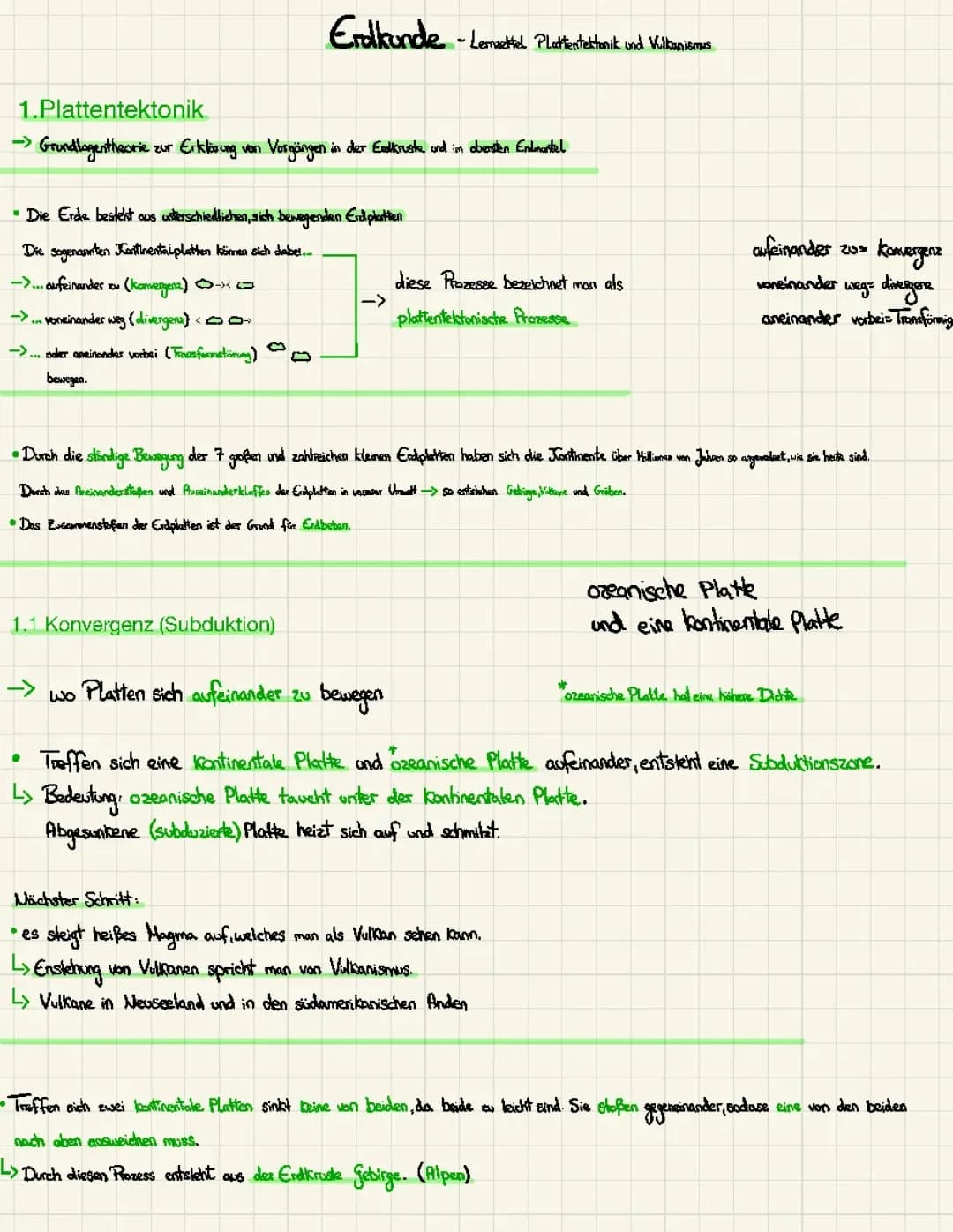 Erdkunde Lernzettel Plattentektonik und Vulkanismus