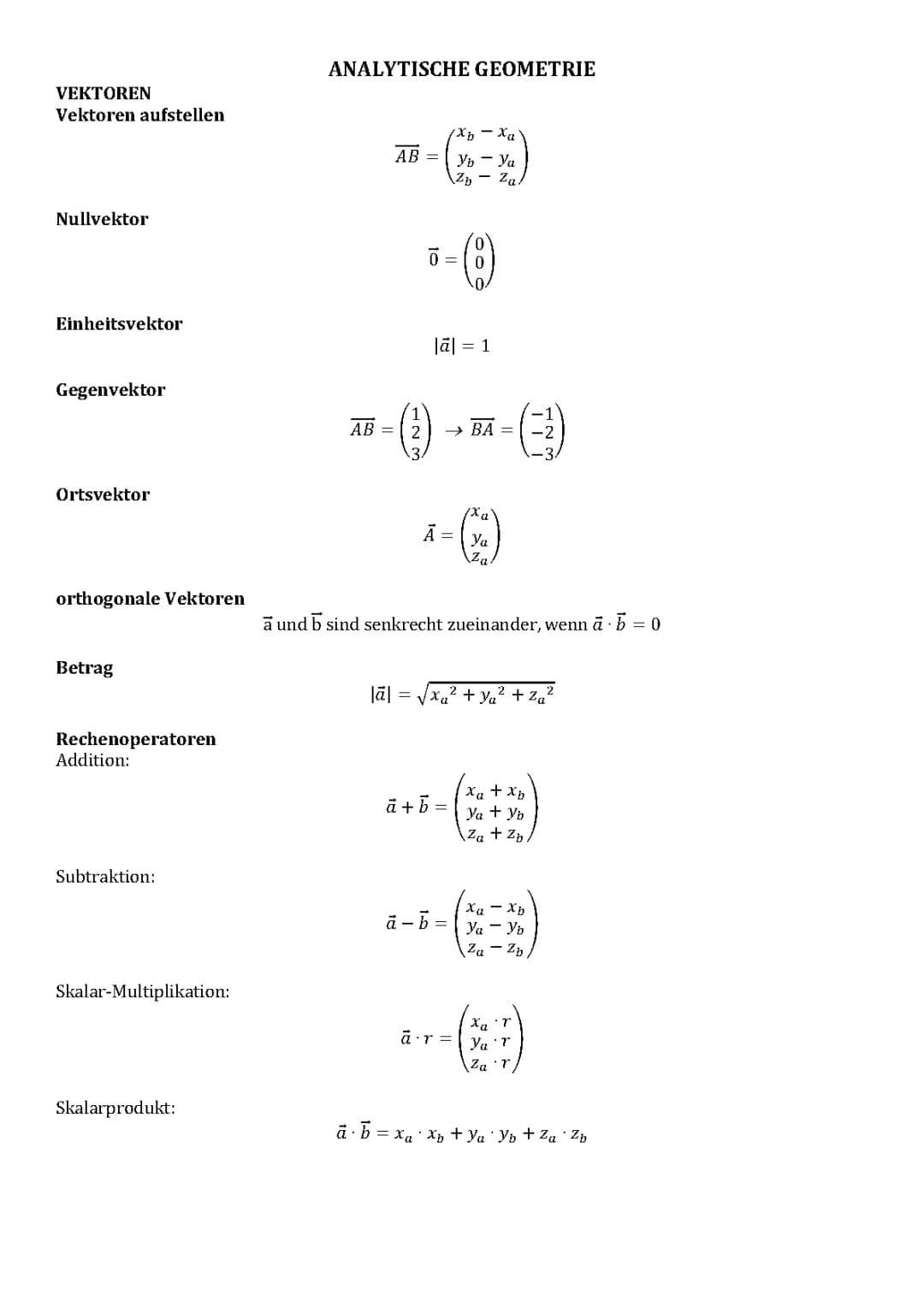 Mathe Abitur Zusammenfassung