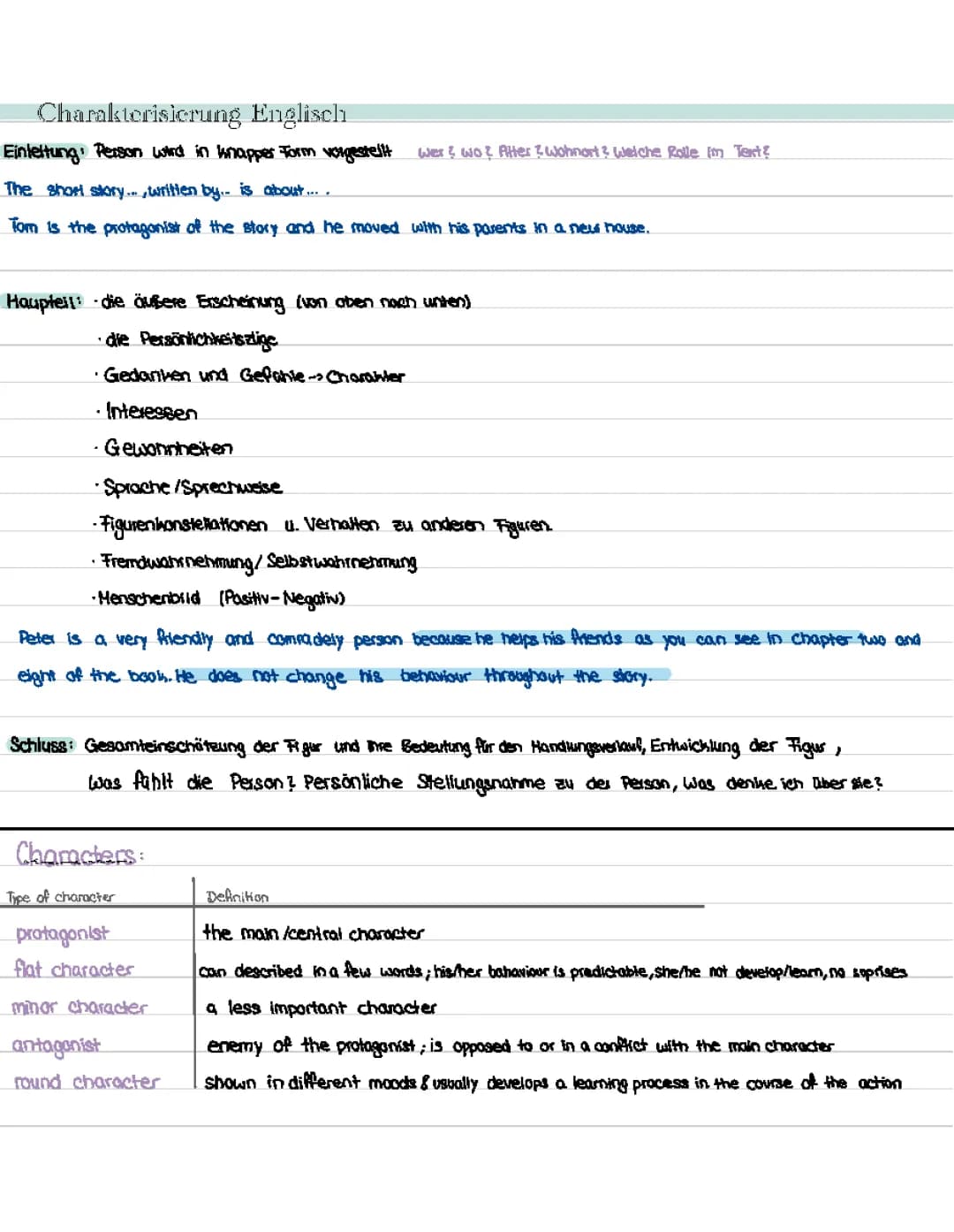 Easy Characterization Examples and Tips for English Class