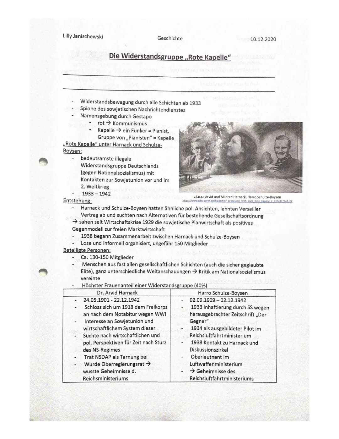 HTTPS://WWW.YOUTUBE.COM/WATC
44.30
V=08AGL8OYT Lilly Janischewski
Die Widerstandsgruppe ,,Rote Kapelle"
Widerstandsbewegung durch alle Schic