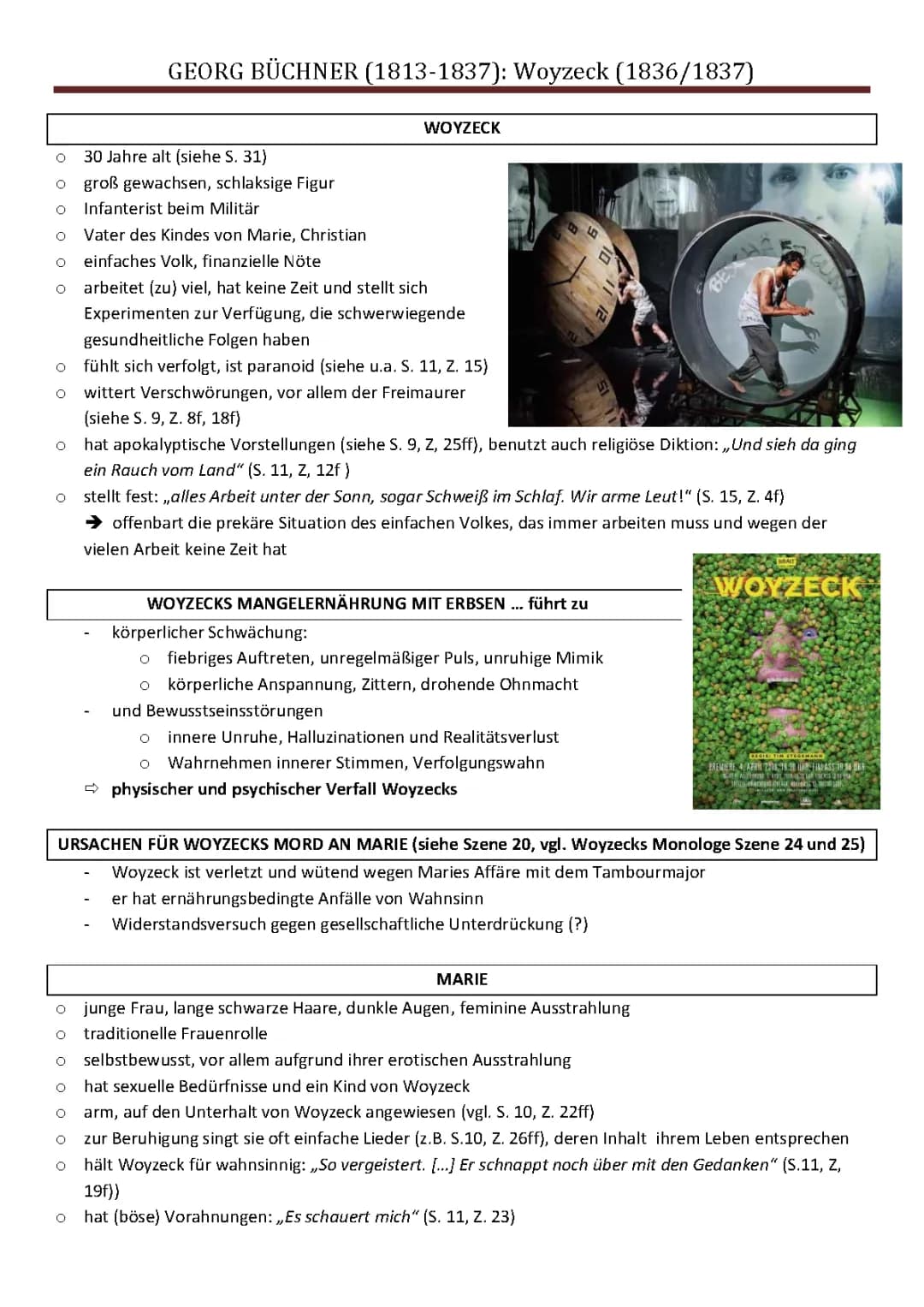 Woyzeck Allgemeine Zusammenfassung Handout
