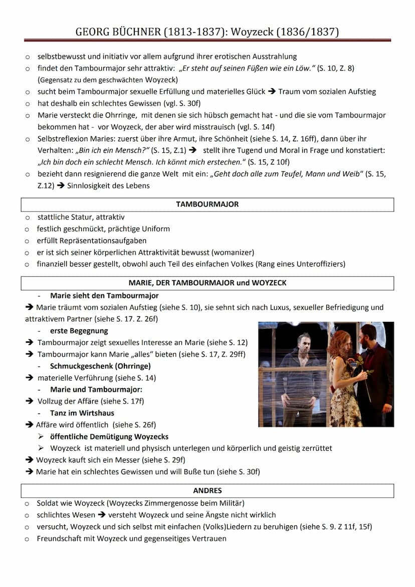 O O O O O
GEORG BÜCHNER (1813-1837): Woyzeck (1836/1837)
O
30 Jahre alt (siehe S. 31)
o groß gewachsen, schlaksige Figur
Infanterist beim Mi