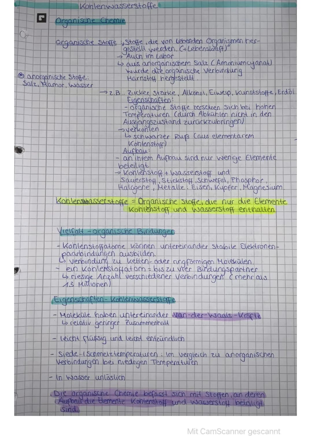 2⁹
L
Kohlenwasserstoffe
Organisine Chemie
organische Stoffe
Stoffe, die von Lebenden Organismen her-
gestellt werden. C+ Lebenskraft)"
→ Auc