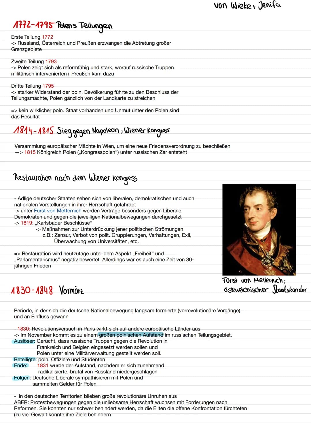 1772-1795 Polens Teilungen
Erste Teilung 1772
-> Russland, Österreich und Preußen erzwangen die Abtretung großer
Grenzgebiete
Zweite Teilung
