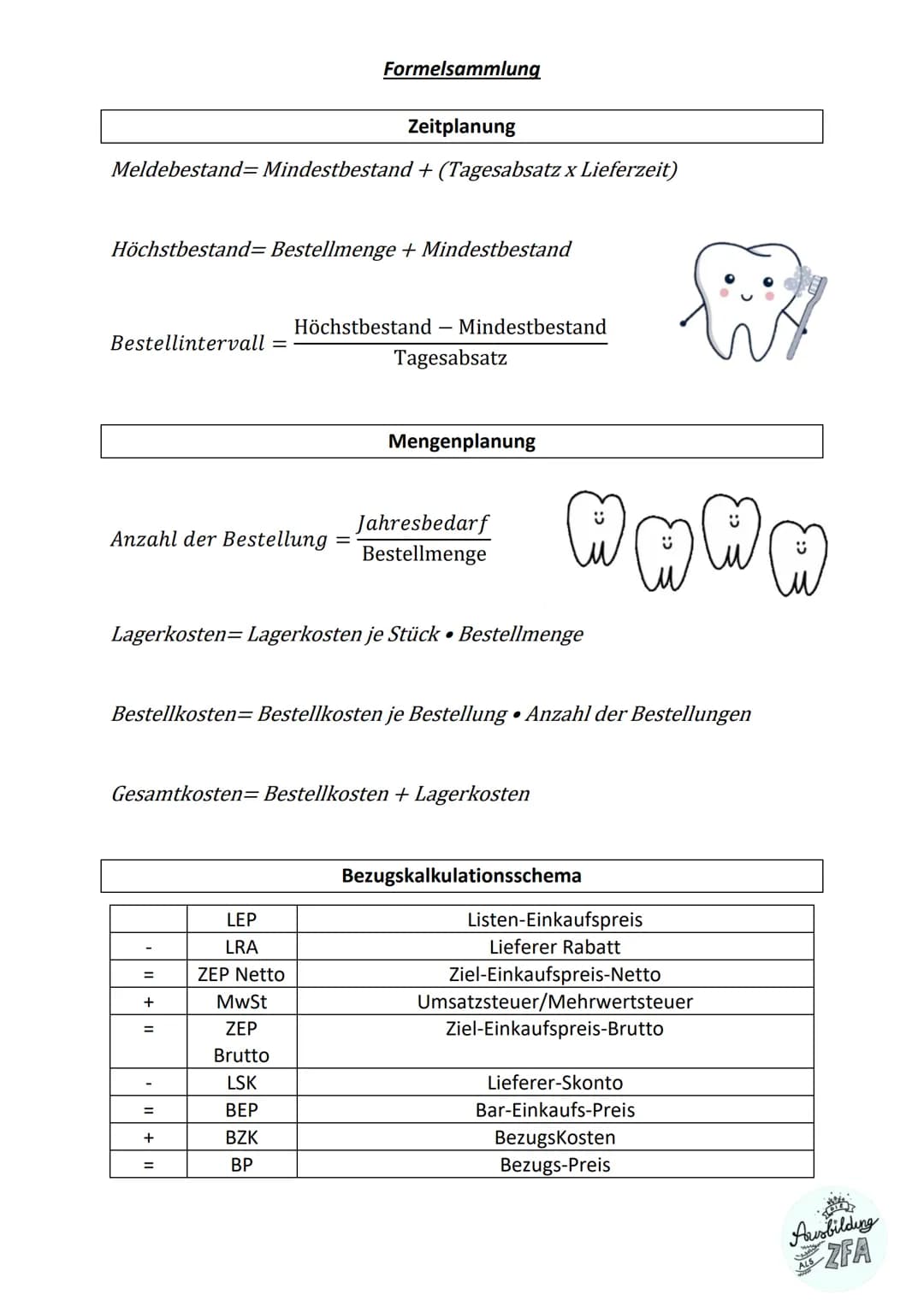wwww
Formelsammlung
Ausbildung als ZFA
Sweet
Ausbilding
AZFA
ALS Zeitplanung
Meldebestand= Mindestbestand + (Tagesabsatz x Lieferzeit)
Höchs