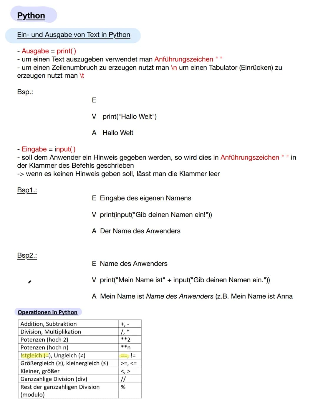 Programmieren Die Tätigkeit ,,Programmieren"
- aus Sicht des EVA-Prinzips: Eine Rechenanlage bzw. Ein Computer ist ein
Informationsverarbeit