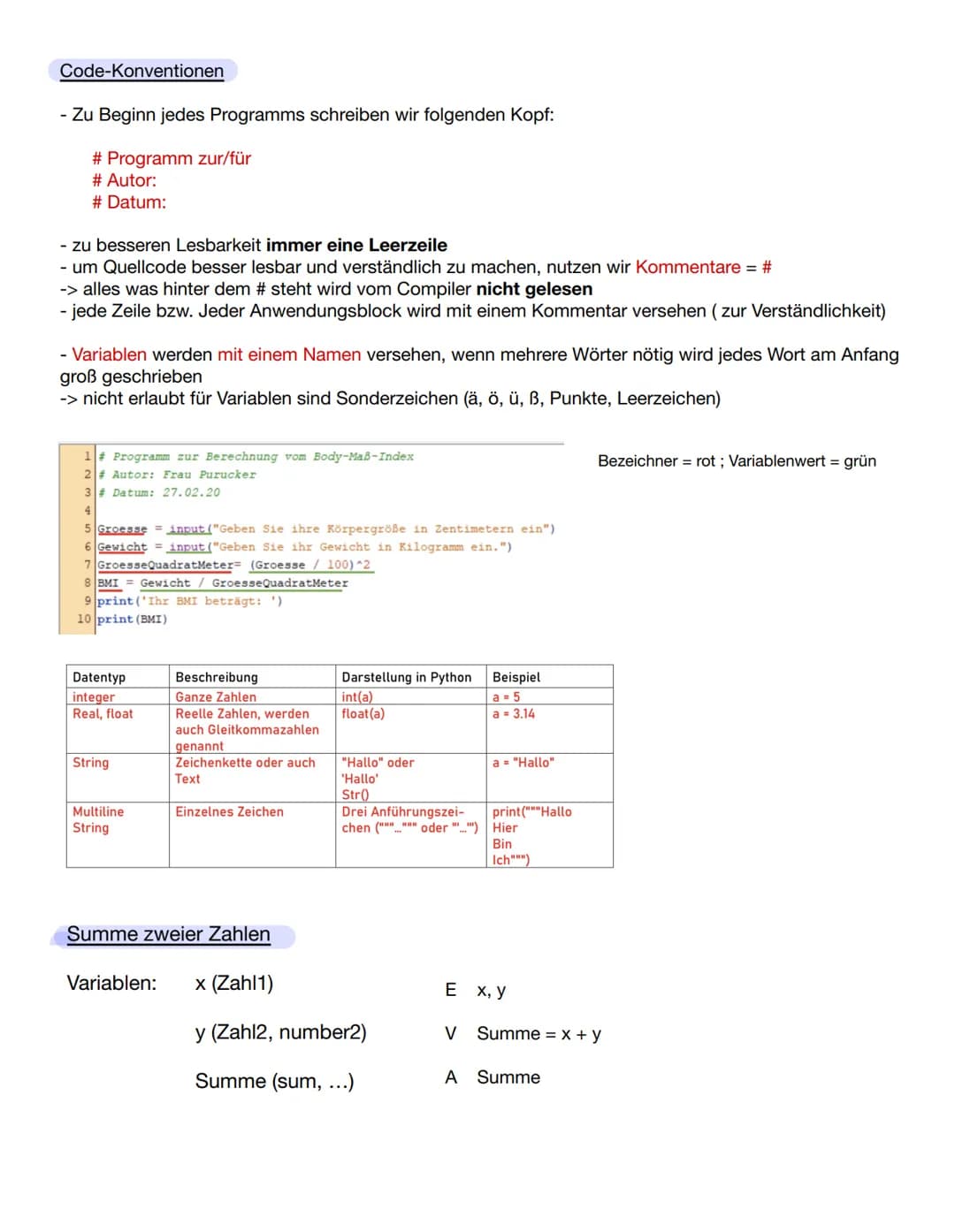 Programmieren Die Tätigkeit ,,Programmieren"
- aus Sicht des EVA-Prinzips: Eine Rechenanlage bzw. Ein Computer ist ein
Informationsverarbeit