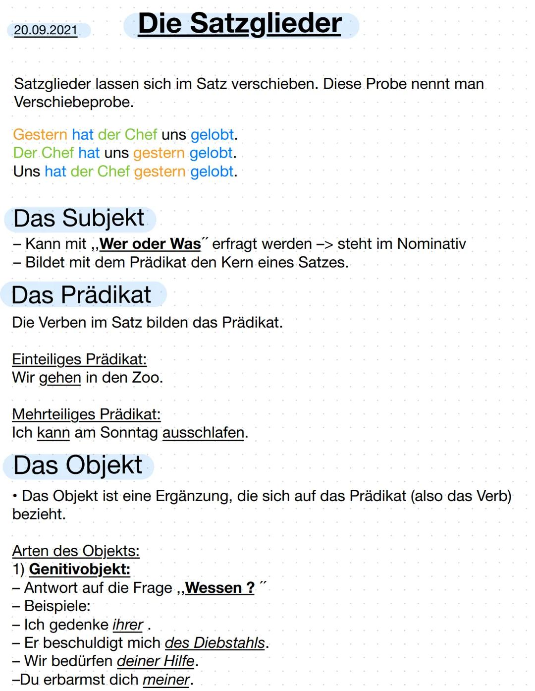 # Die Satzglieder

20.09.2021

Satzglieder lassen sich im Satz verschieben. Diese Probe nennt man
Verschiebeprobe.

Gestern hat der Chef uns