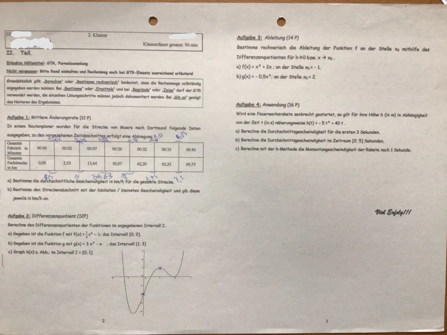 Name:
2. Klausur
I. Teil: Hilfsmittelfrei (Bearbeitungszeit max. 20 min)
Aufgabe 1: Symmetrie (6 P)
Prüfe, ob der Graph symmetrisch ist und 