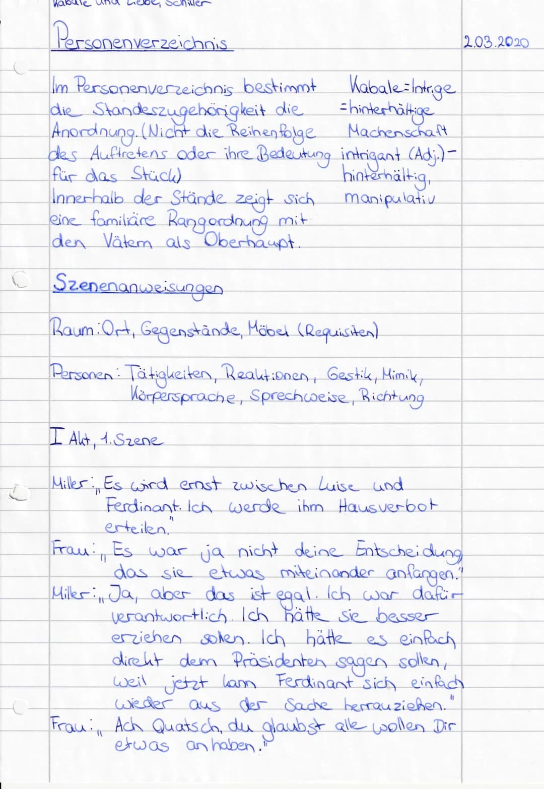 Personenverzeichnis
Im Personenverzeichnis bestimmt.
die Standeszugehörigkeit die
Anordnung. (Nicht die Reihenfolge
des Auftretens oder ihre