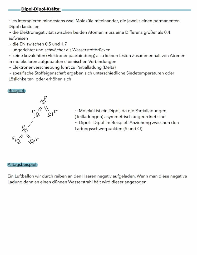 ZWISCHENMOLEKULARE KRÄFTE
Zwischenmolekulare Kräfte (=intermolekulare Kräfte) sind die Wechselwirkungen zwischen
Molekülen, die für die Anzi