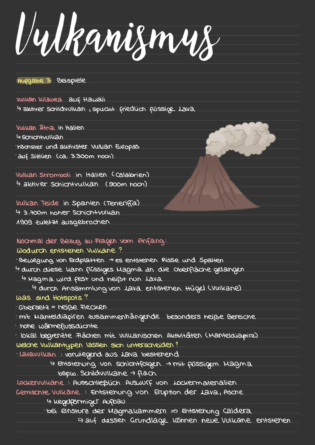 # Vulkanismus

*   Entstehung von Vulkanen: Mantelgestein wird infolge von Druckentlastung aufgeschmolzen
*   Magma Entstehung Gesteine der 