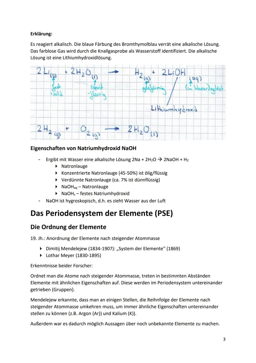 CHEMIE KLASSE 9
Die Elemente der ALKALIMETALLE (1HG im PSE)
Lithium (Li)
Natrium (Na)
Kalium (K)
● Rubidium (Rb)
Cäsium (Cs)
Francium (Fr)
●