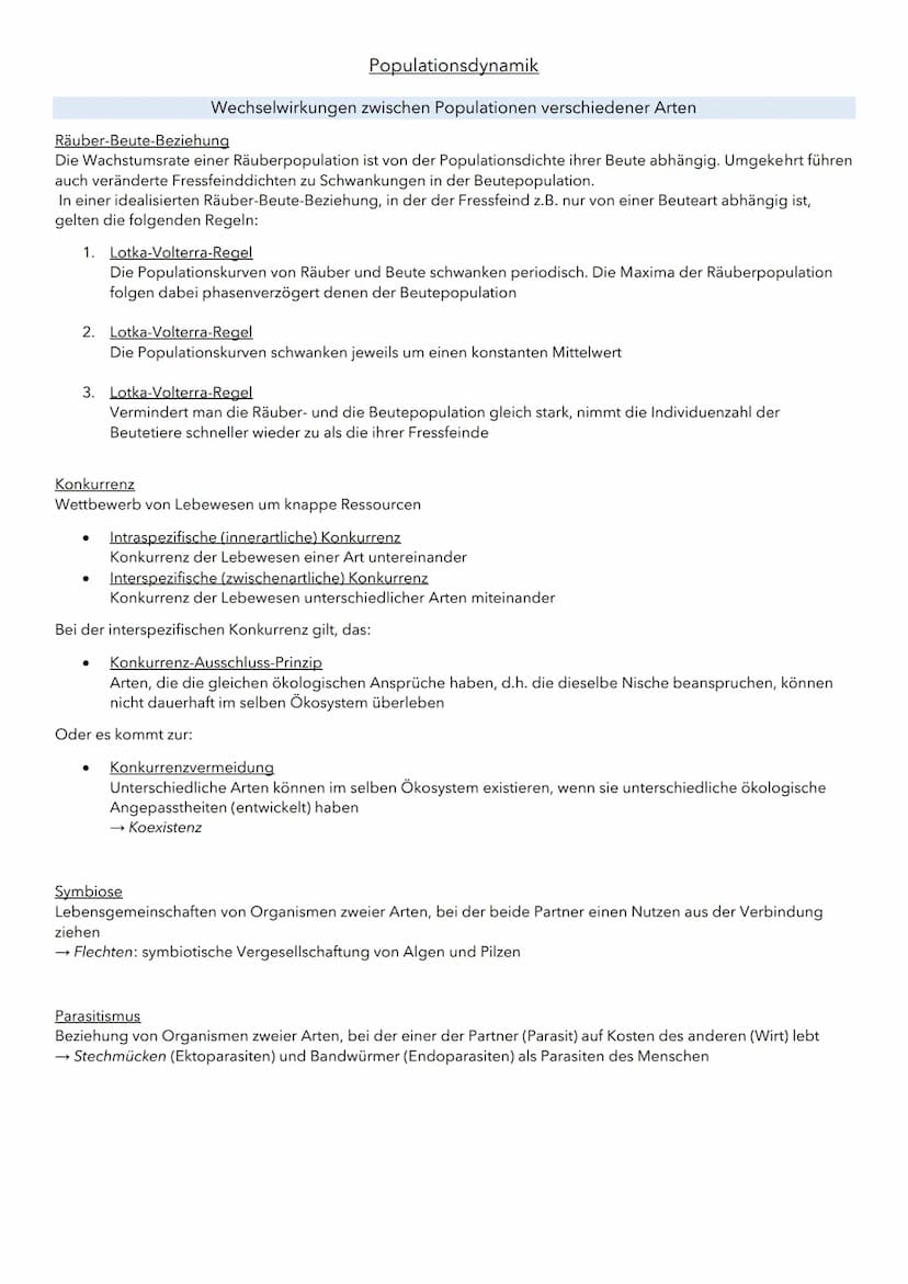 Populationsdynamik
Populationsdynamik
Eine Population umfasst alle in einem bestimmten Gebiet vorkommenden Individuen einer Art, die sich
un