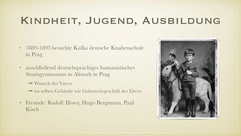 FRANZ KAFKA
BIOGRAFIE
FRIEDERIKE & SARA •
• Herkunft
●
Generelles
• Leben
●
●
●
●
Kindheit, Jugend, Ausbildung
Berufsleben
Krankheit und Tod