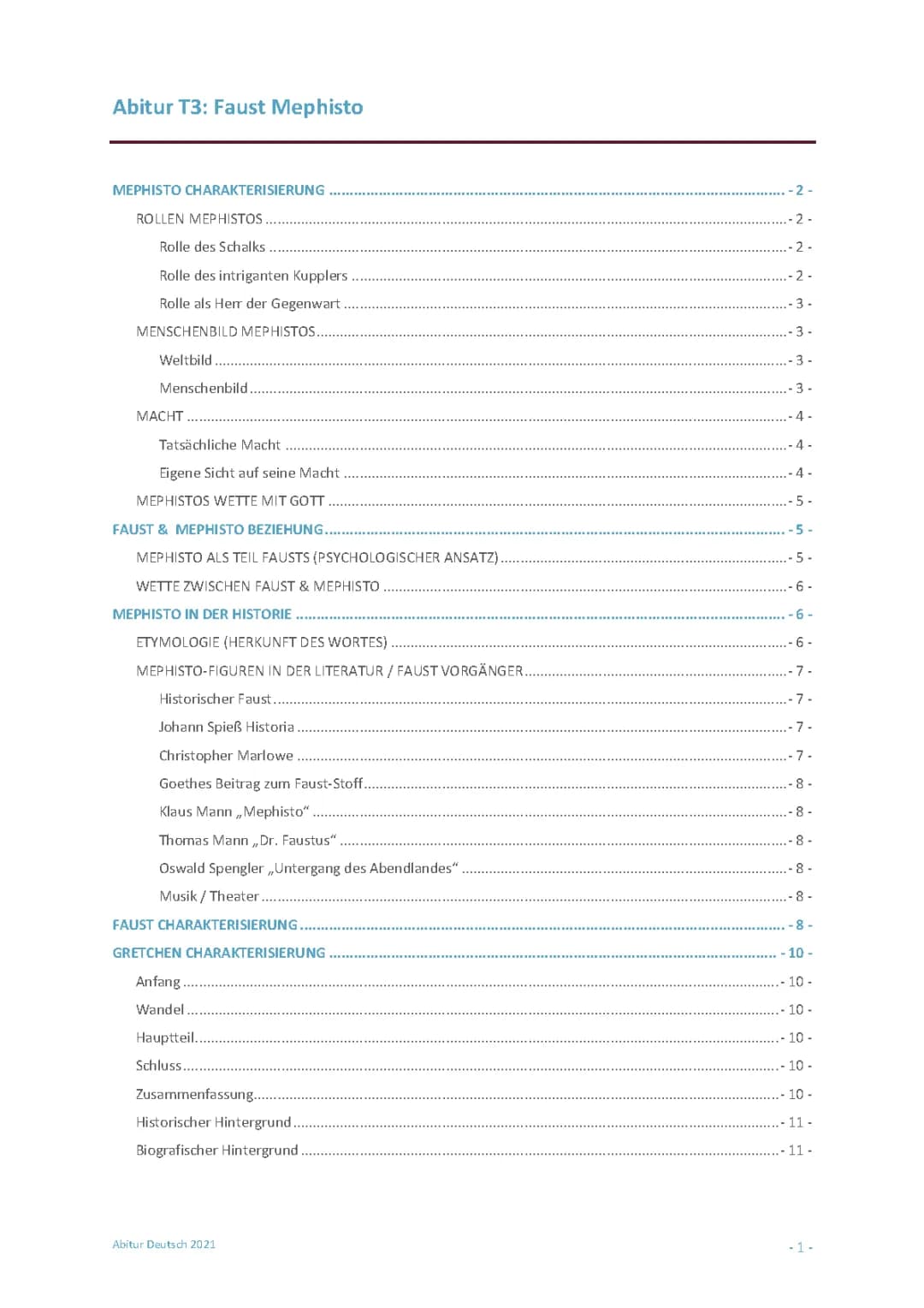 Faust Abitur 2022/21 Hamburg Deutsch EA