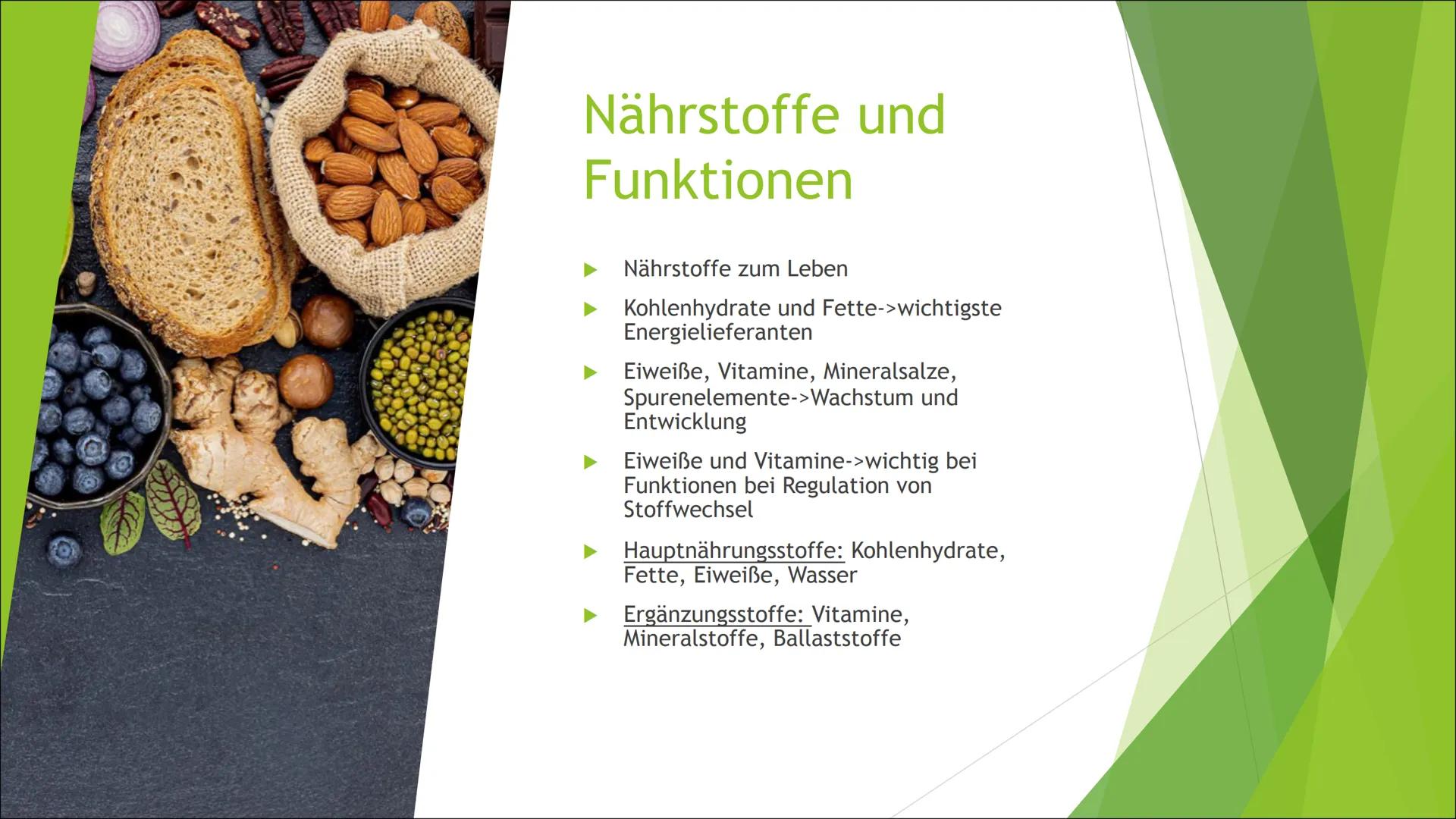 Grundlagen der
Ernährung
Co Inhaltsverzeichnis
Warum brauchen wir Nahrung?
Nährstoffe und Funktionen
Kohlenhydrate
Fette
Eiweiße
Vitamine un