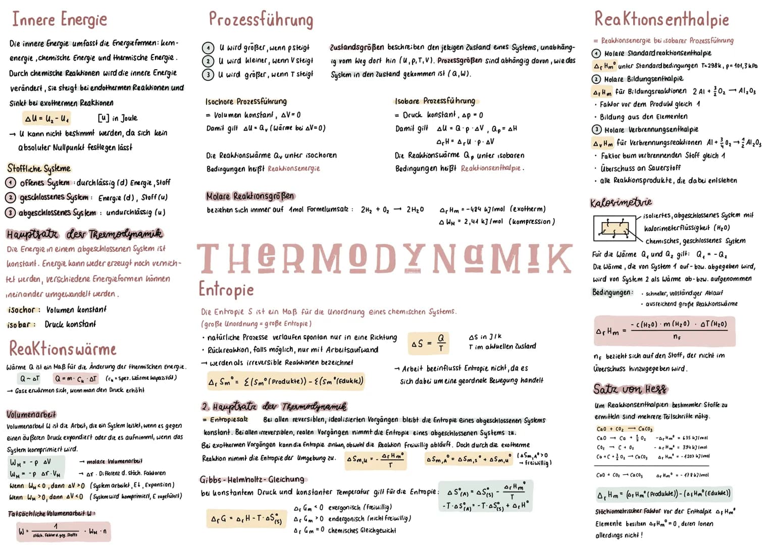 Innere Energie
Die innere Energie umfasst die Energie formen: kem-
energie, chemische Energie und thermische Energie.
Durch chemische Reakti