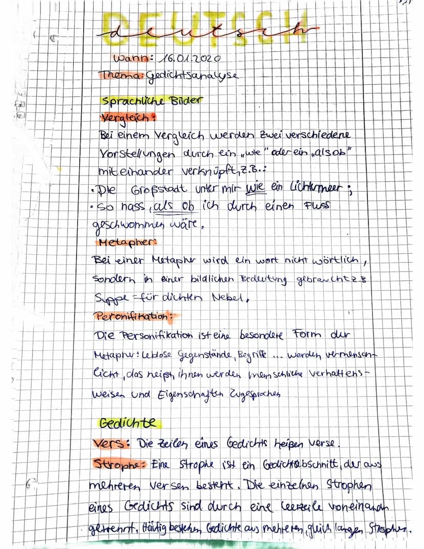 Aufbau einer Gedichtanalyse
Inhalt
-Einleitungssatz (TATTE)
Das Gedicht... von.
14D
aus dem Jahr...
beschreibt • geht es um wird... dargeste