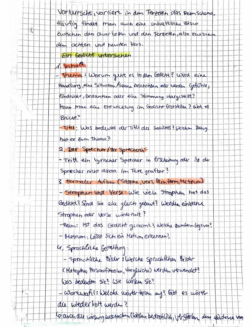 Aufbau einer Gedichtanalyse
Inhalt
-Einleitungssatz (TATTE)
Das Gedicht... von.
14D
aus dem Jahr...
beschreibt • geht es um wird... dargeste