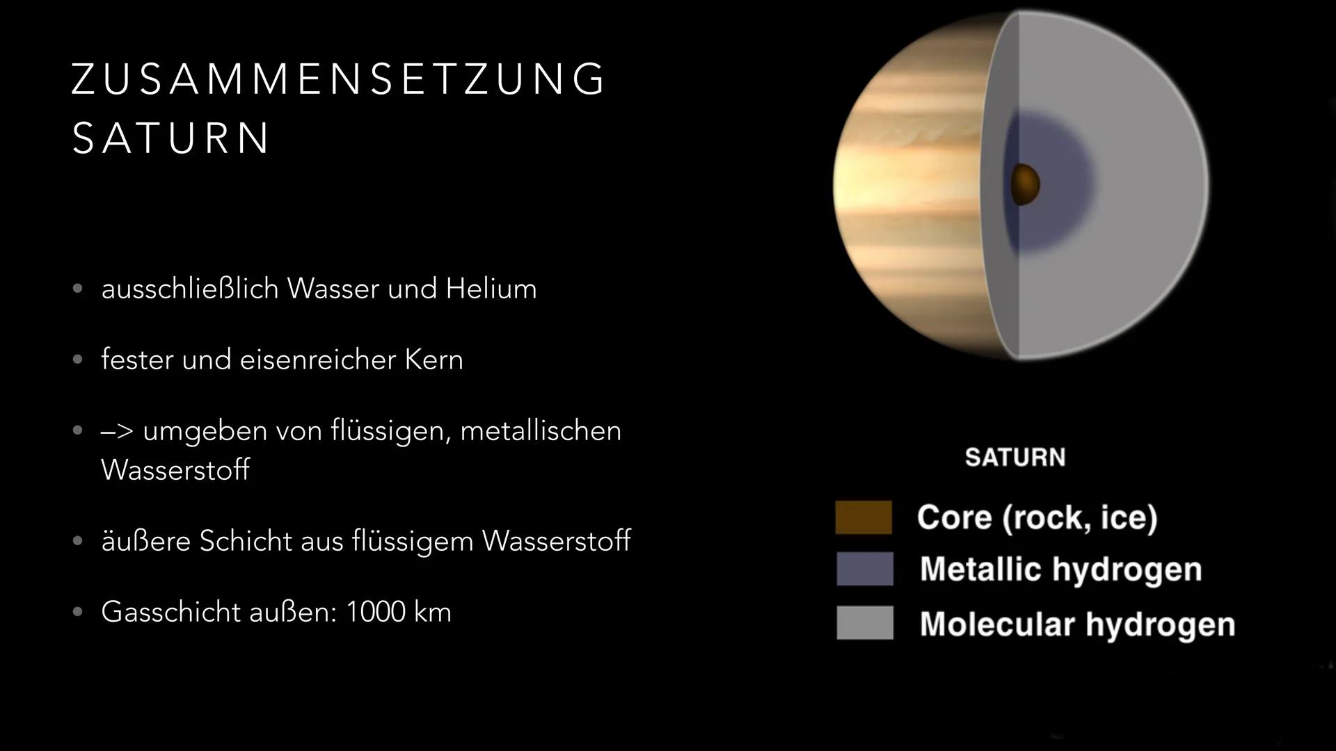 # DER PLANET
SATURN

PRÄSENTATION VON LIA UND LARISSA INHALTSANGABE

• 1. Allgemeine Fakten
• 2. Geschichte
• 3. Zusammensetzung
• 4. Oberfl