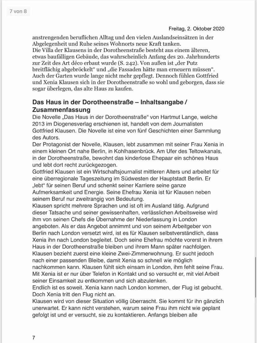 Das Haus in der Dorotheenstraße
Der Dramaturg und Schriftsteller Hartmut Lange gilt als >Meister der Novelle«<. Eines seiner
bekanntesten We