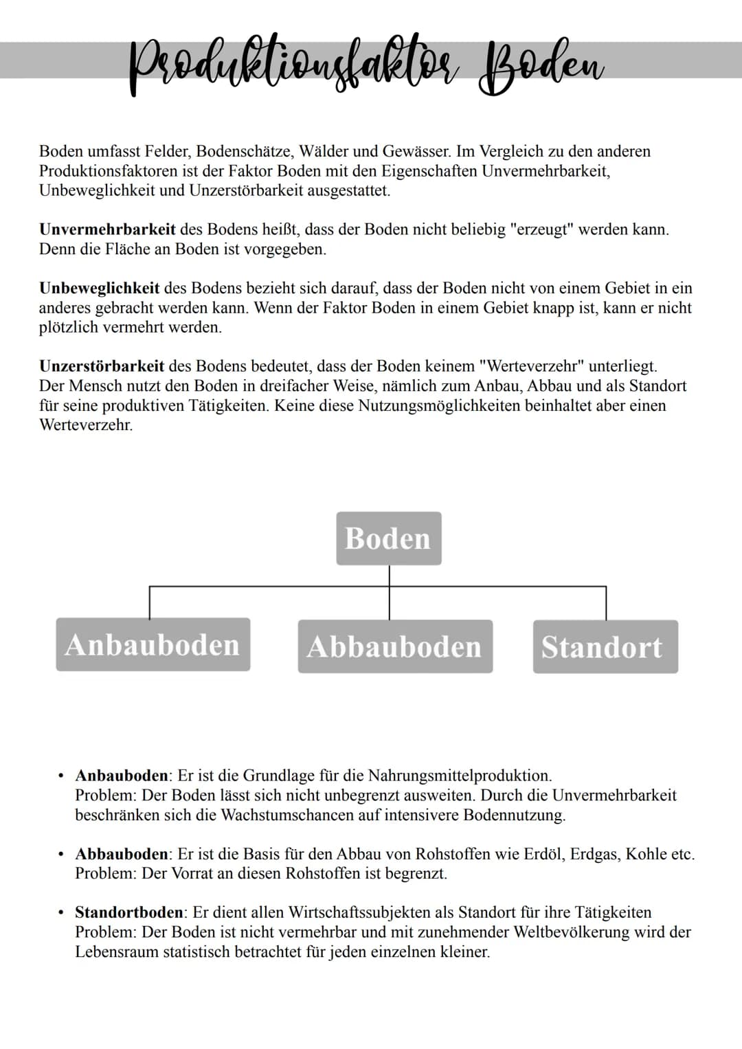 Notwendigkeit des Wirtschaftens
Ausgangspunkt des Wirtschaftens sind die unbegrenzten Wünsche der Menschen. Diese Mangel
gegenüber bestimmte