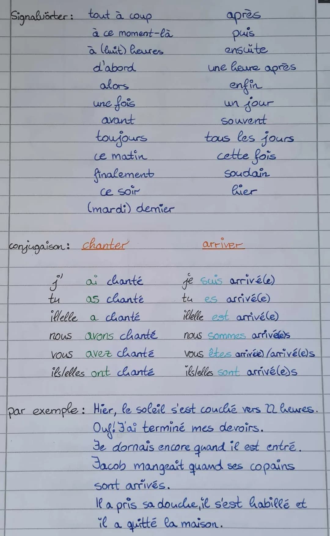 passé composé → zusammengesetzte Vergangenheit.
utilisation: abgeschlossene Handlung.
éducation:
-Geschehen, das beginnt, während ein andere