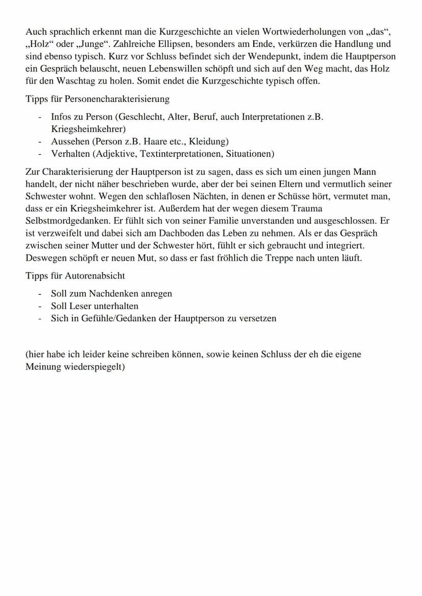 Wolfgang Borchert
Das Holz für morgen
Er machte die Etagentür hinter sich zu. Er machte
sie leise und ohne viel Aufgebens hinter sich zu,
ob