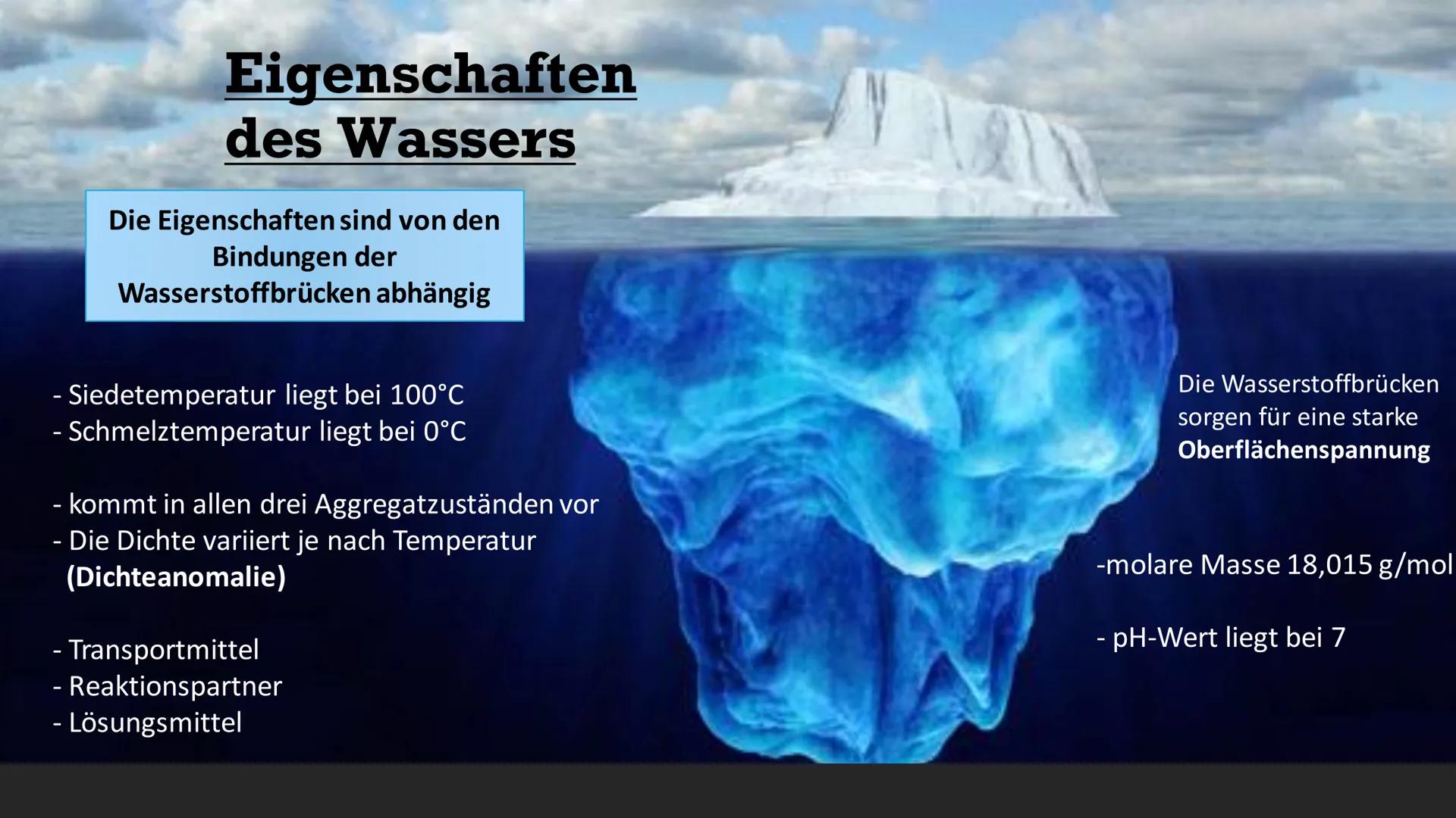 Präsentation von
Darlene Oelmann
Wasser
DAS WASSER UND SEINE
CHEMISCHE UND
BIOLOGISCHE BEDEUTUNG Inhalt der Präsentation
01
Allgemeine
Infor