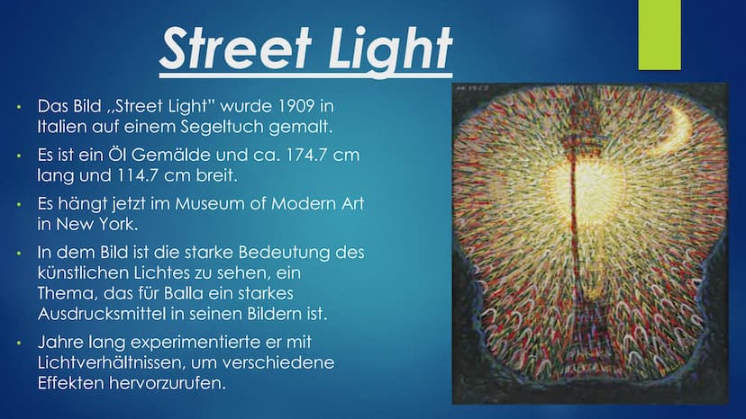 Giacomo Balla
Von Angelina Gerstel Inhaltsverzeichnis
1. Überschrift
2. Inhaltsverzeichnis
3. Lebenslauf
4. Giacomo Ballas Malstil
5. Das Mä