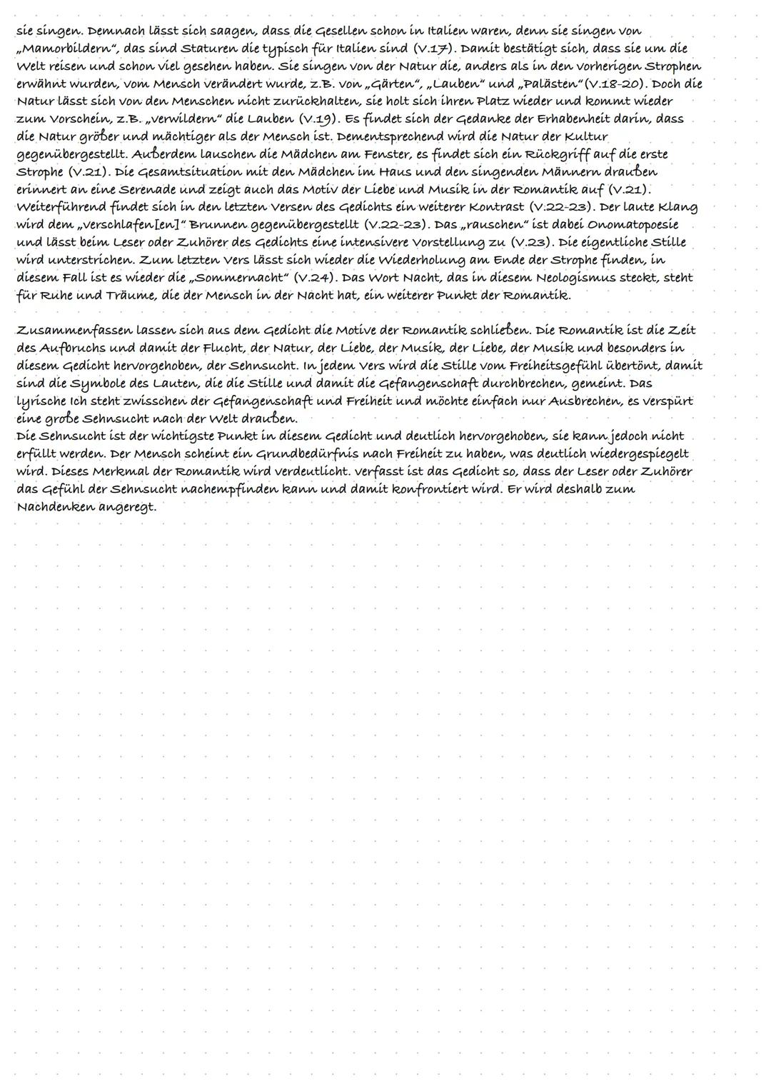 Gedichtanalyse - Sehnsucht
Das Naturgedicht ,,Sehnsucht" ist 1834 von Joseph v. Eichendorff verfasst worden, um zu zeigen, dass jeder
Mensch