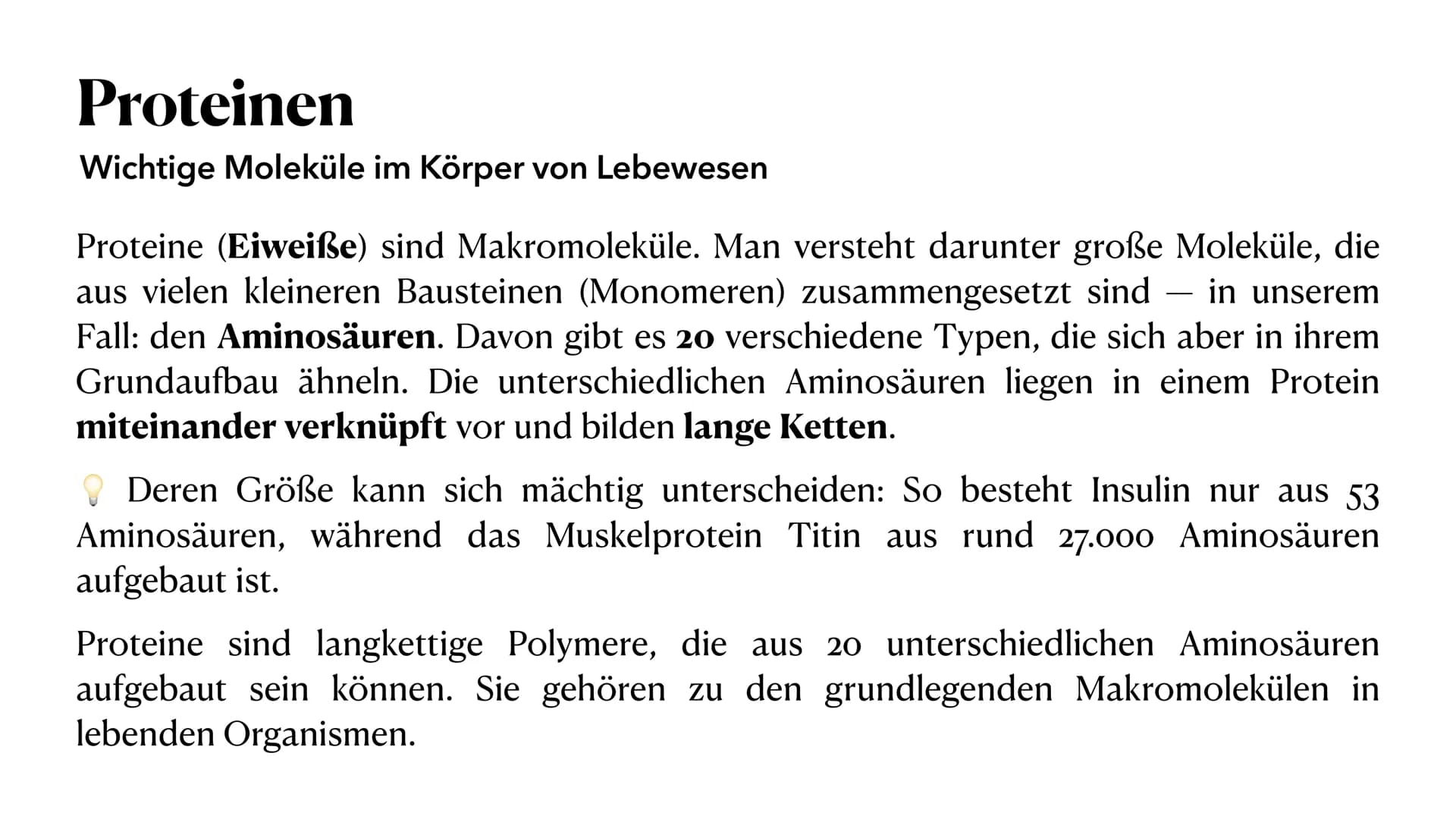 PROTEINE
VON MELEK KAPLAN Proteinen
Wichtige Moleküle im Körper von Lebewesen
Proteine (Eiweiße) sind Makromoleküle. Man versteht darunter g