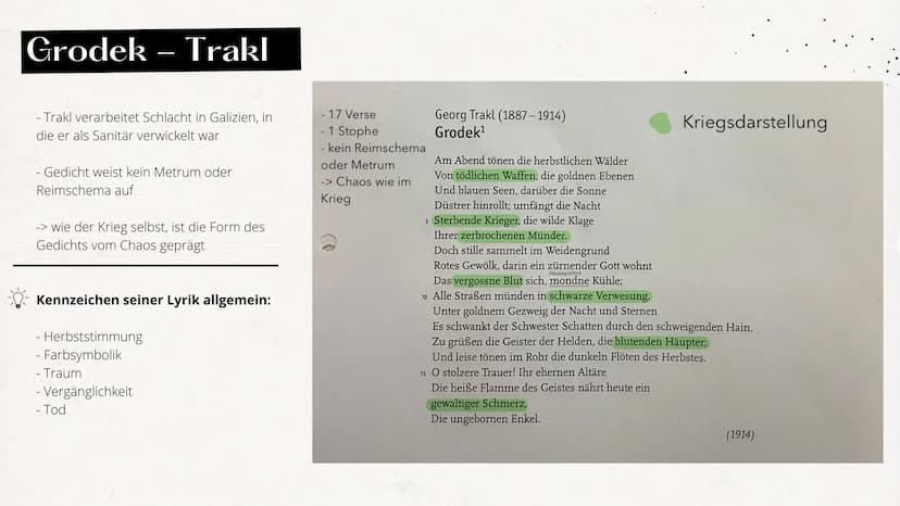 Lyrik des Expressionismus Inhalt
1
2
3
Historischer Kontext
Themen & Motive
Sprachliche Merkmale, Stilmittel
4
5
6
Vertreter des Expressioni