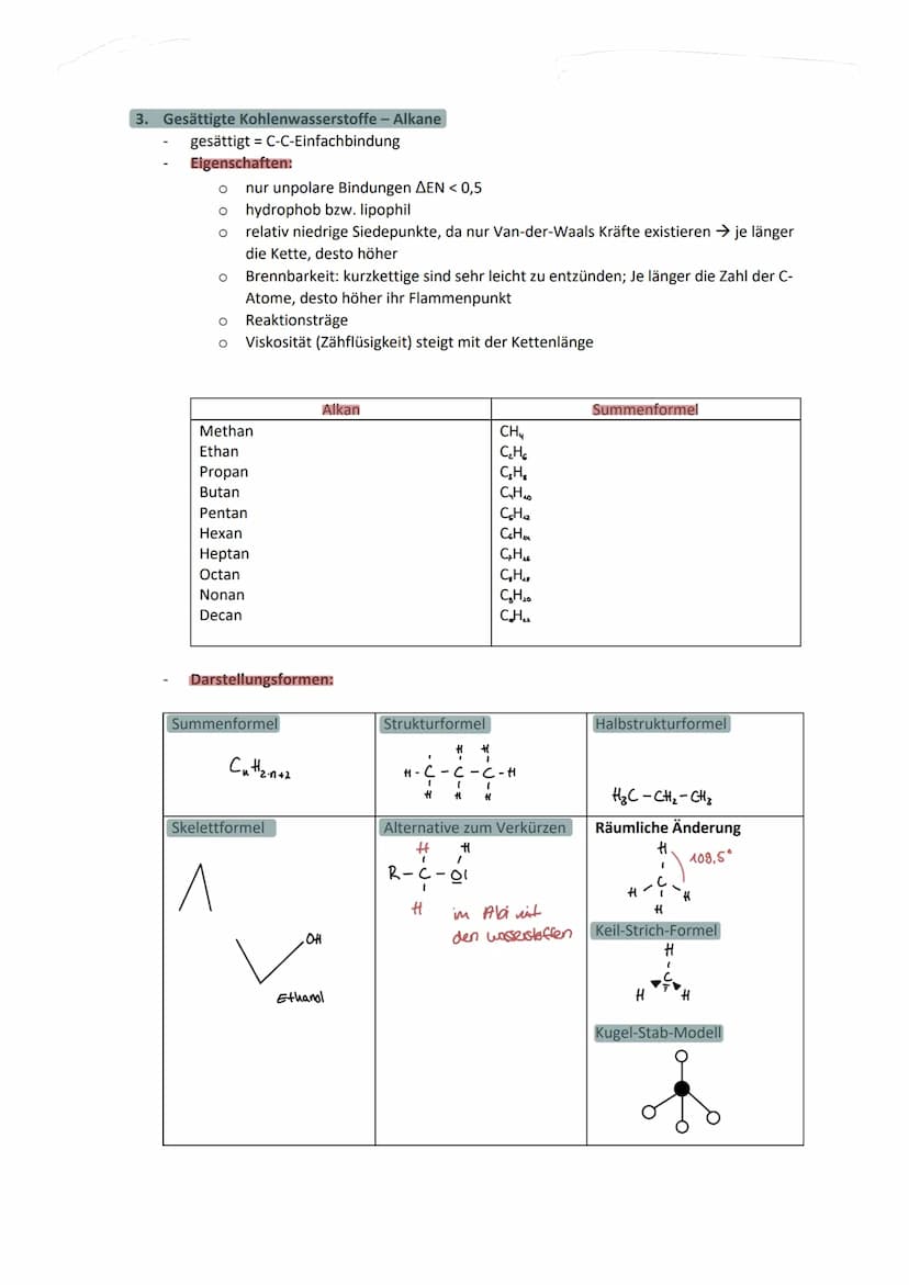 +
I
gesättigle Kohlenwasserstoffe
-> C-C- Einfachbindung
-> Alkane
Homologe Reihe: eine Gruppe chemisch verwandter Verbindungen mit einer al