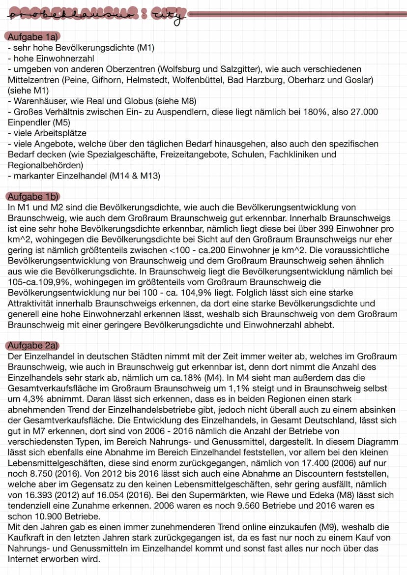 probellallsid: Eity
Aufgabe 1a)
- sehr hohe Bevölkerungsdichte (M1)
- hohe Einwohnerzahl
umgeben von anderen Oberzentren (Wolfsburg und Salz