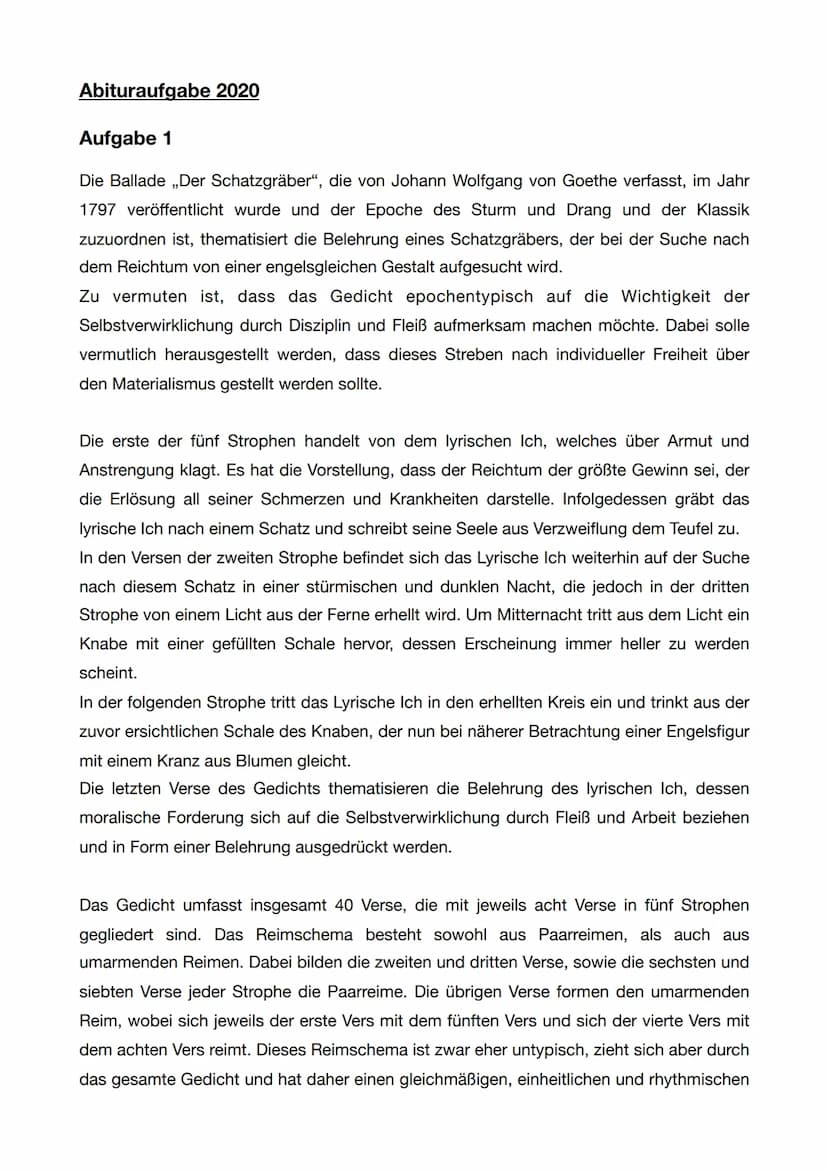 Zentralabitur 2020
Aufgabe I
Deutsch
Aufgabenart
Textbezogenes Schreiben: Interpretation literarischer Texte
eA
Gewichtung der Aufgaben:
Auf