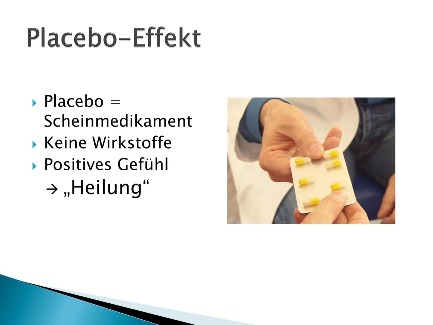 Biopsychologie Gliederung
▸ Definition
Die sechs zentralen Bereiche
Placebo-Effekt
Methoden
Geschichte Definition
▸ Zusammenhänge zwischen b