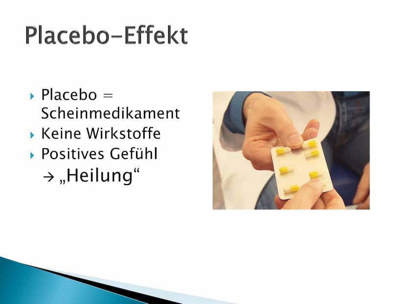 Biopsychologie Gliederung
▸ Definition
Die sechs zentralen Bereiche
Placebo-Effekt
Methoden
Geschichte Definition
▸ Zusammenhänge zwischen b