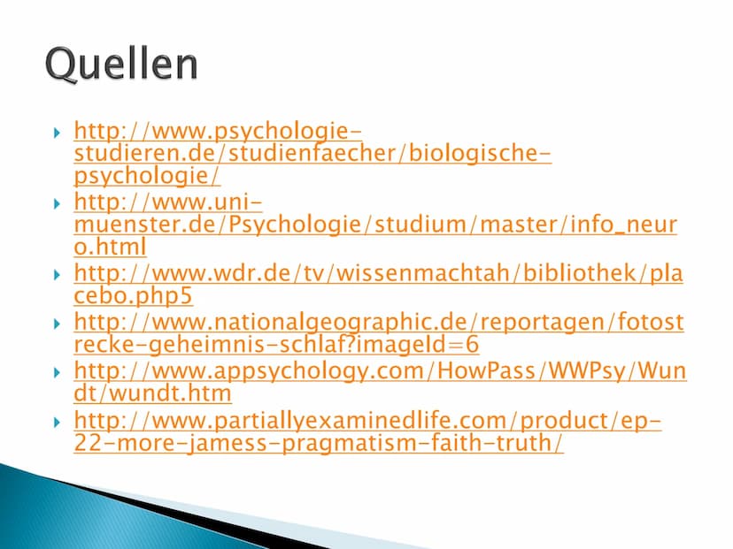 Biopsychologie Gliederung
▸ Definition
Die sechs zentralen Bereiche
Placebo-Effekt
Methoden
Geschichte Definition
▸ Zusammenhänge zwischen b