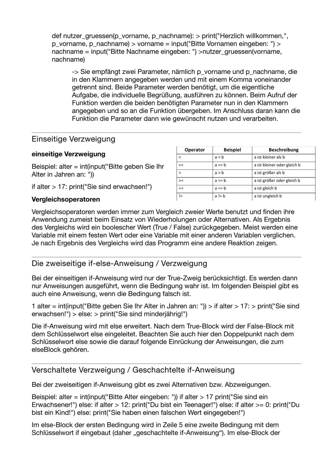 Informatik Lernzettel Klausur Nr.2
Ausgabe von Zeichen
Print () ist eine Funktion die was in ihrer nachstehenden Klammern steht ausgibt
Name